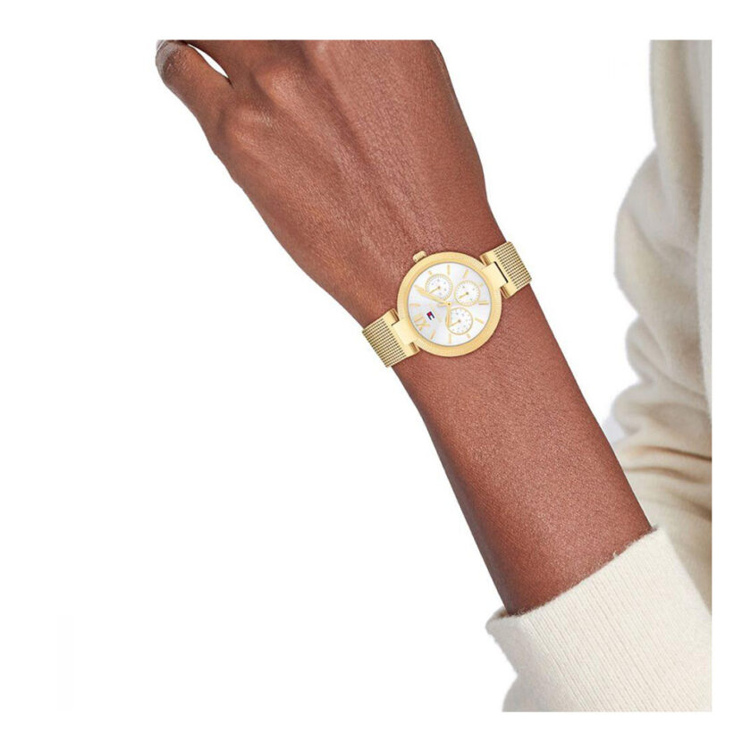Tommy Hilfiger Sophia Multifunction Gold Stainless Steel Mesh Bracelet - Image 2