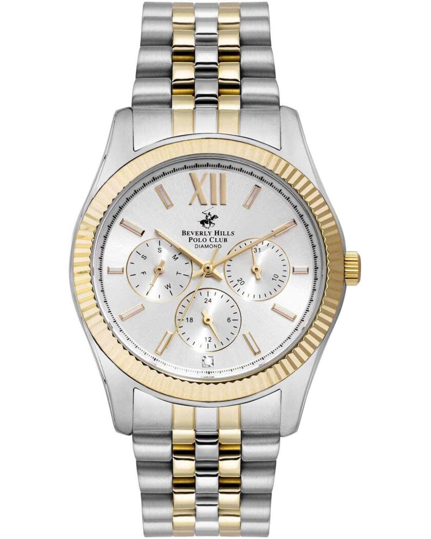 BEVERLY HILLS POLO CLUB Diamond Two Tone Stainless Steel Bracelet