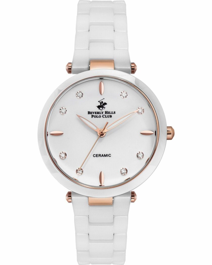 BEVERLY HILLS POLO CLUB Ladies Crystals White Ceramic Bracelet