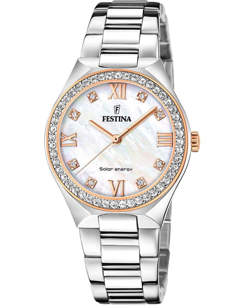 FESTINA Crystals Solar Silver Stainless Steel Bracelet