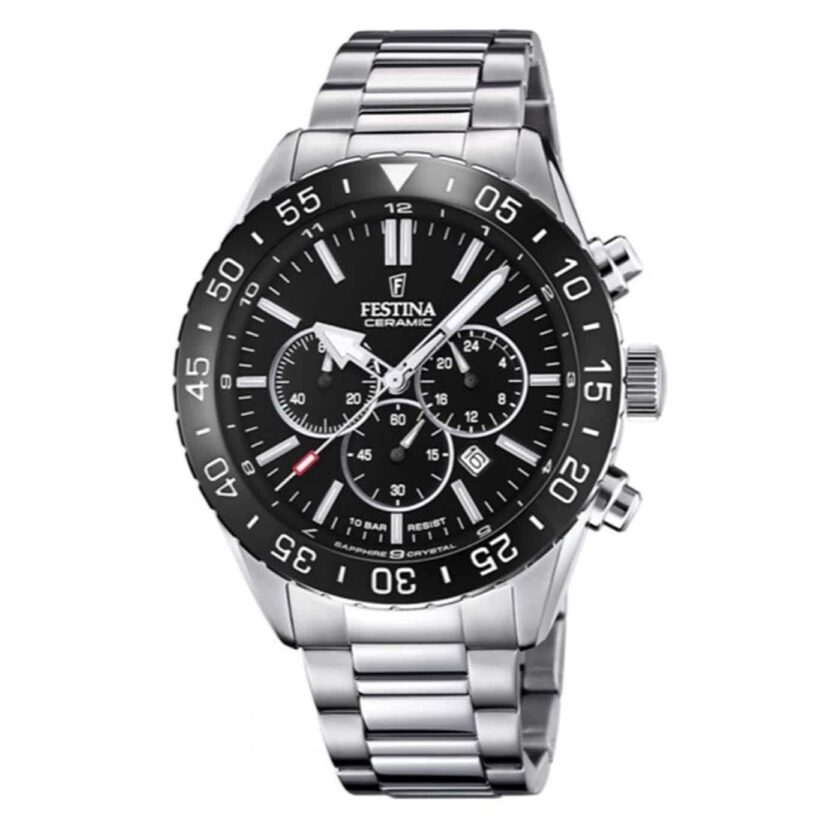 FESTINA Men's Chronograph Silver case with Stainless Steel Bracelet
