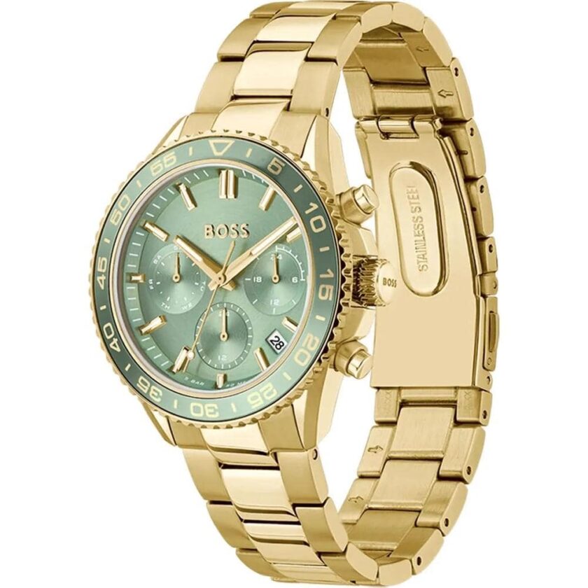 BOSS Runner Multifunction Green Dial  Gold Stainless Steel Bracelet - Image 2