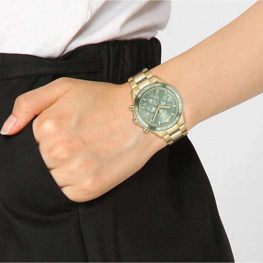 BOSS Runner Multifunction Green Dial  Gold Stainless Steel Bracelet - Image 3