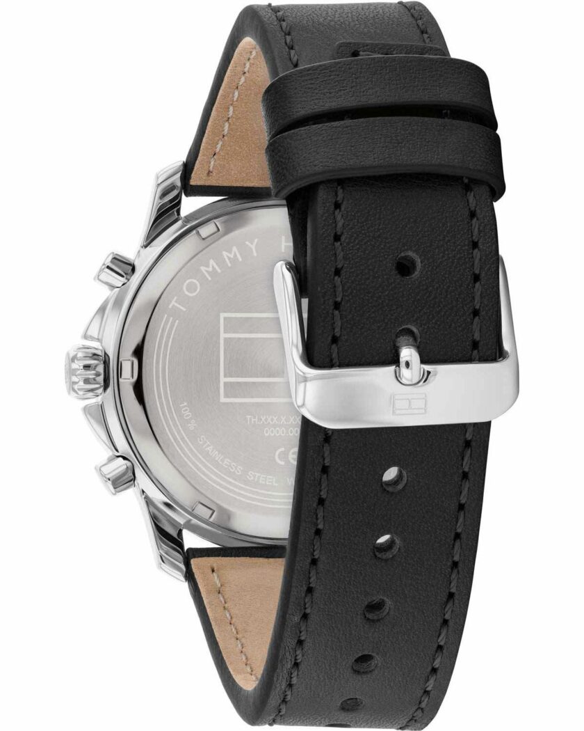 TOMMY HILFIGER Wesley Dual Time Black Leather Strap - Image 3