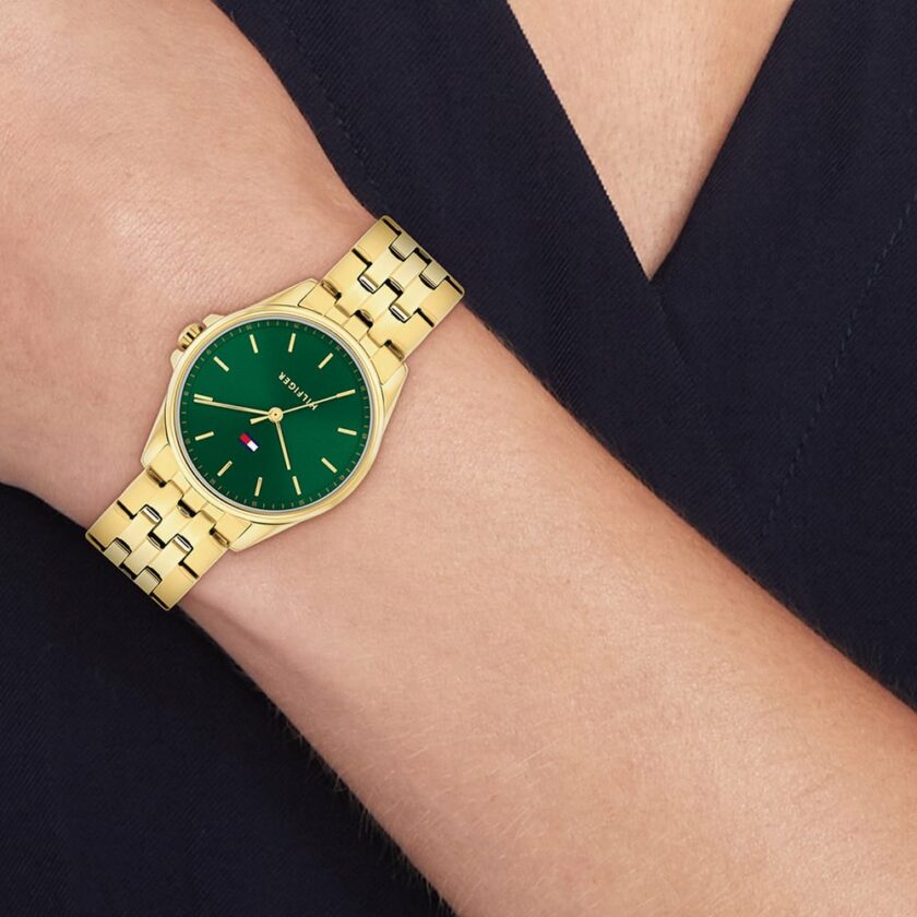 Tommy Hilfiger Ladies Jade Gold Tone Green Dial Watch - Image 2
