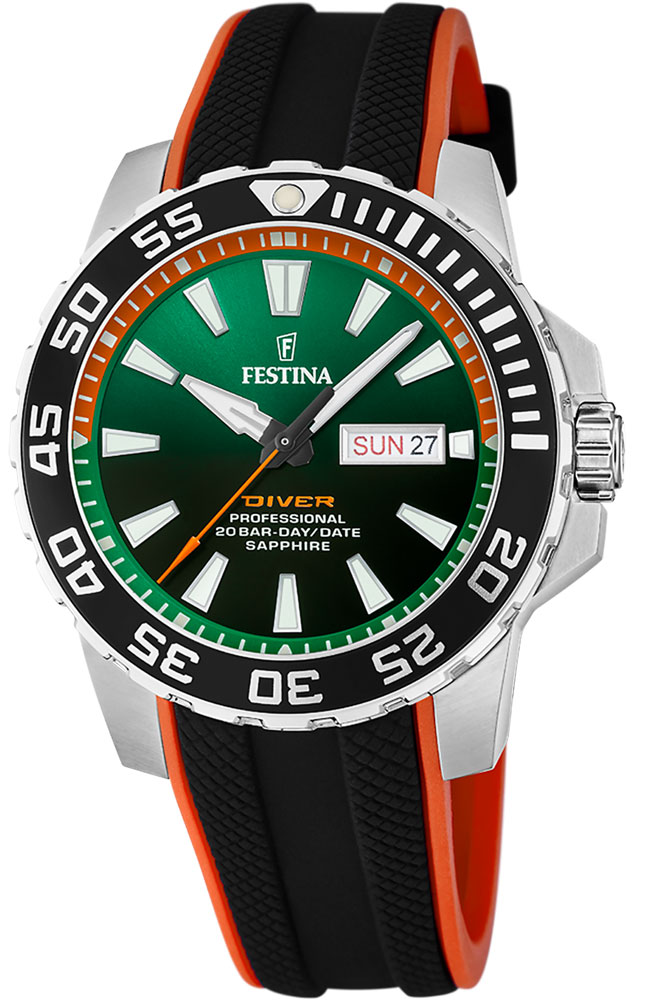 FESTINA Diver Sapphire Black Rubber Strap